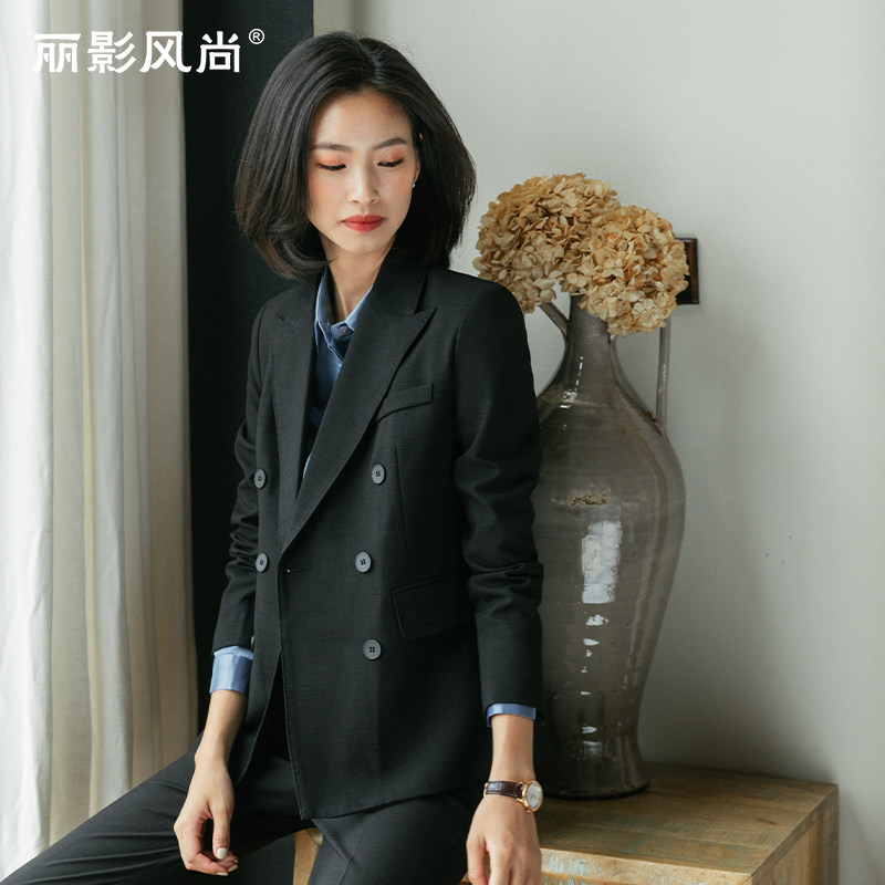 黑色小西装韩版秋季气质2020新款 丽影风尚职业女裤套装
