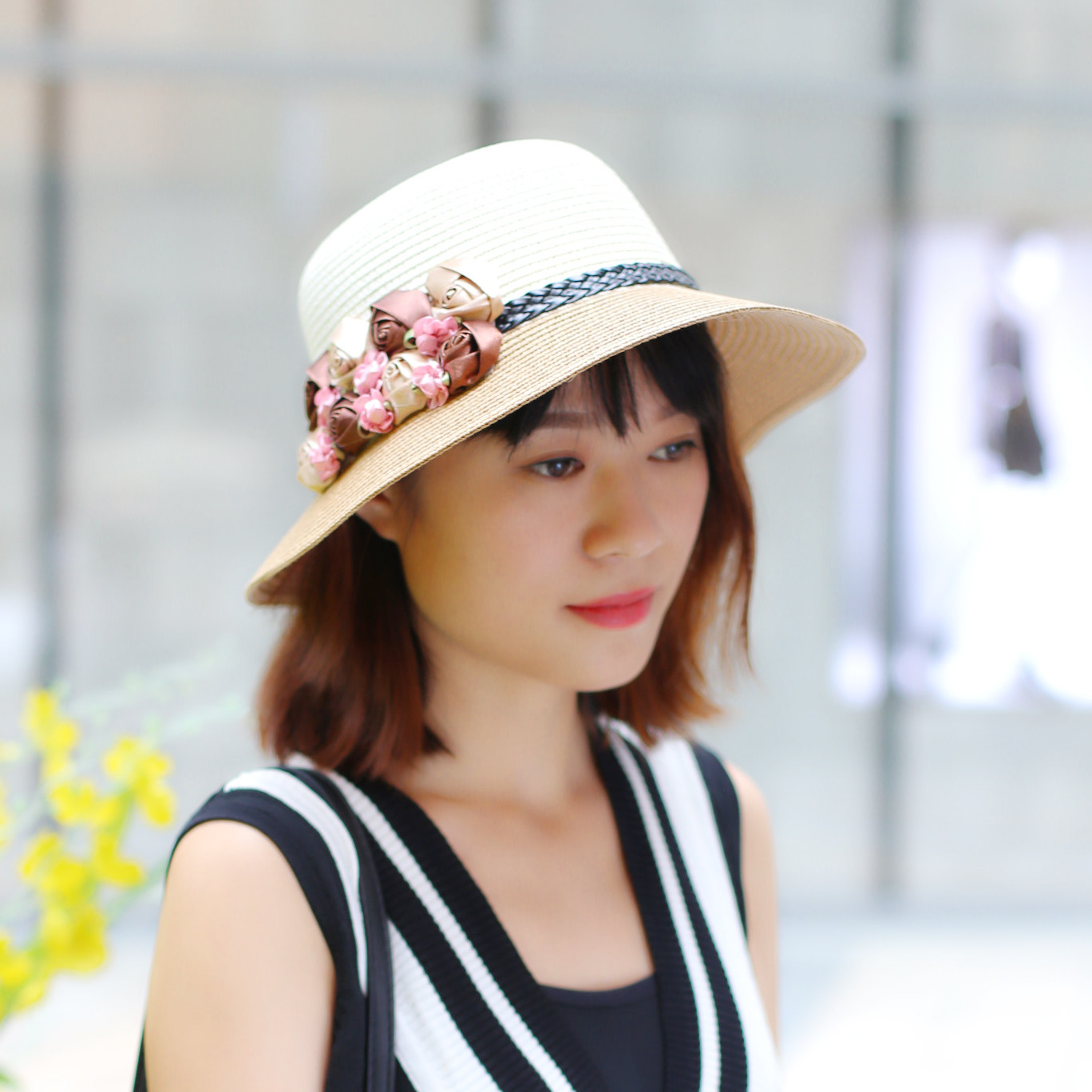 草帽女夏小清新文艺韩版百搭遮阳帽防晒帽子太