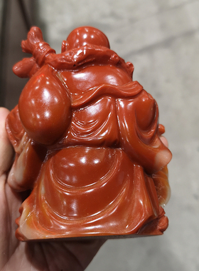 古玩杂项收藏仿古寿山石料田黄石招财弥勒佛摆件芙蓉石雕家居摆设