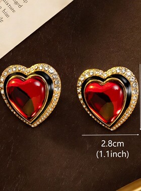 中古双层爱心项链高级vintage欧美饰品套装复古镶钻轻奢古巴项链