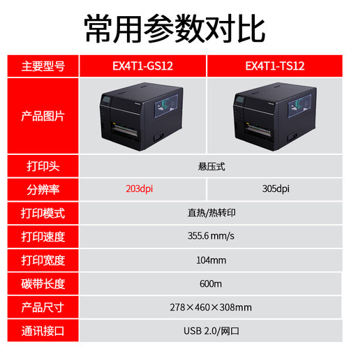 东芝TOSHIBA B-EX4T1条码标签打印机超市价格商品标签服装吊牌洗水唛标签机工业条码机203 305DPI 300点高清 - 图1