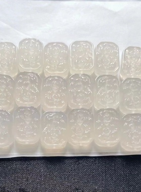 天然玛瑙花牌挂件方形花牌双面雕刻diy饰品配件荔枝冻白玛瑙