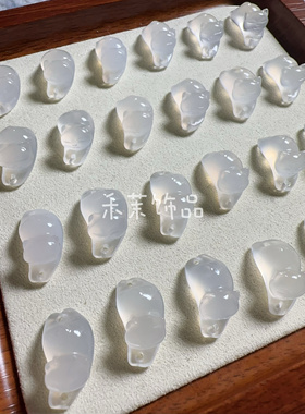 爆款天然白玛瑙猫条荔枝冻趴趴猫饰品diy手链配饰精美可爱配件