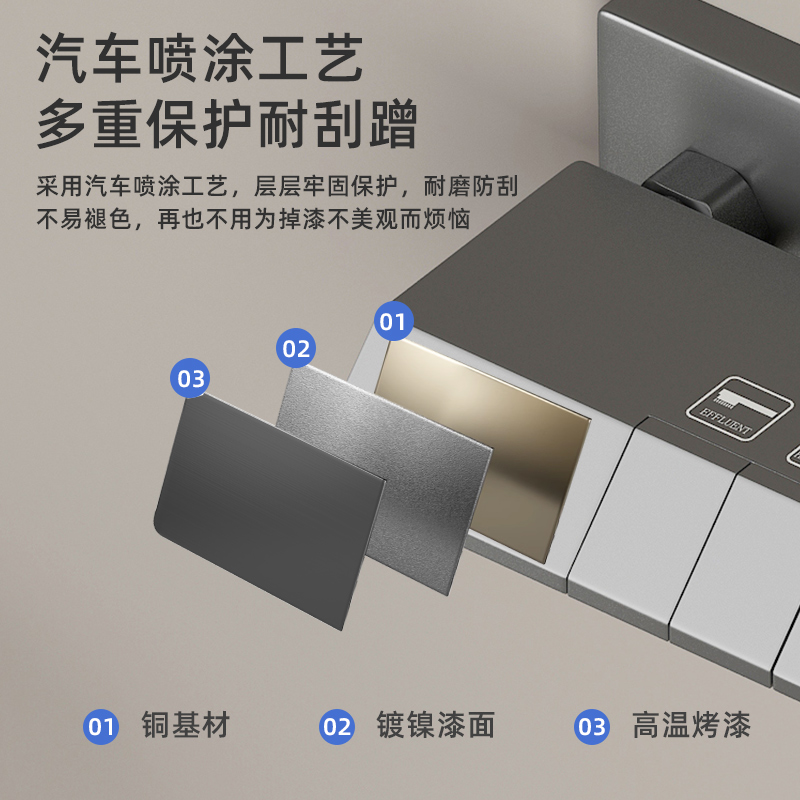 枪灰色淋浴花洒套装浴室喷头智能恒温数显家用全铜沐浴淋浴器增压