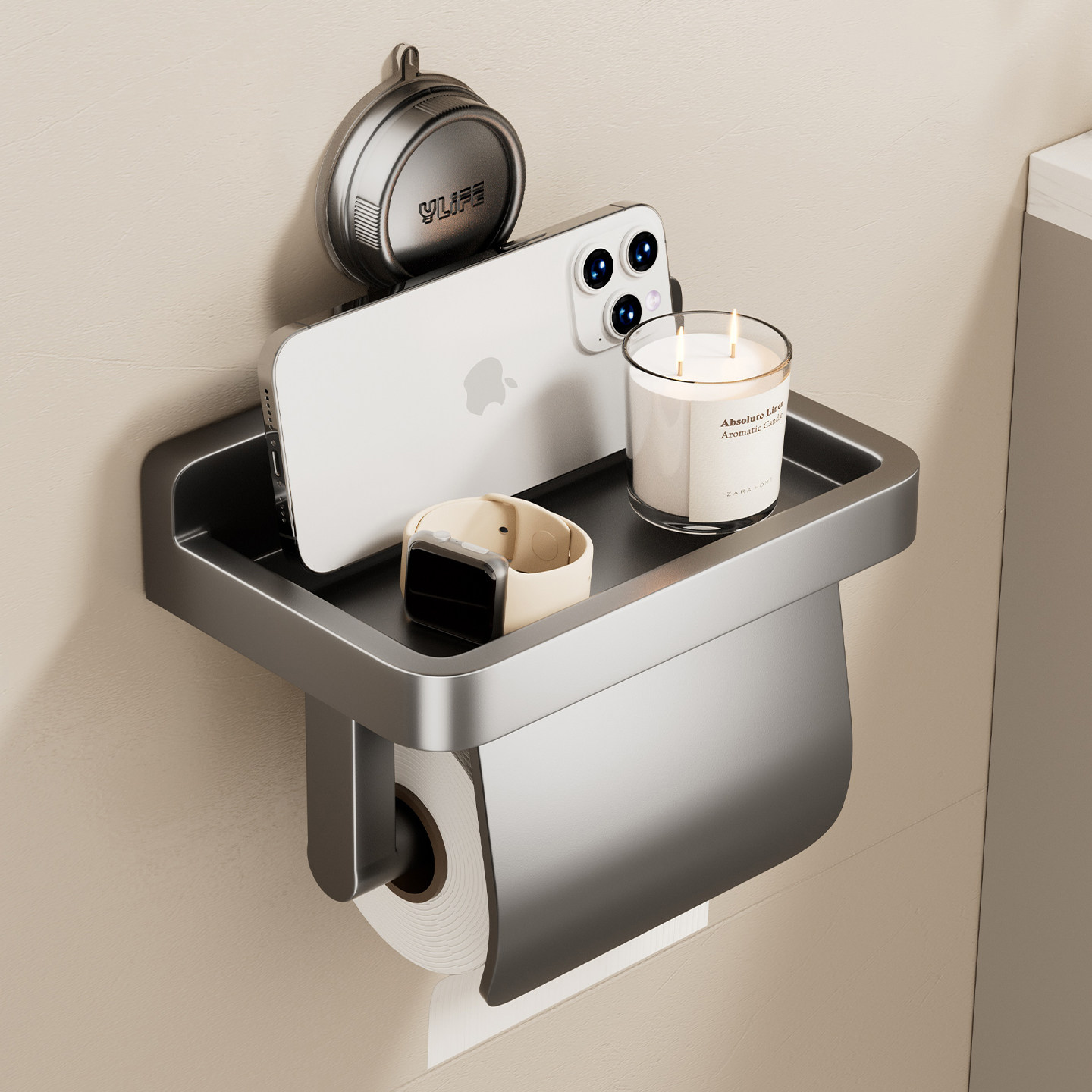 卫生间吸盘卷纸架厕所浴室洗手台免打孔厕纸盒置物架壁挂式纸巾盒,淘宝优惠券,粉丝福利购,淘宝优惠卷