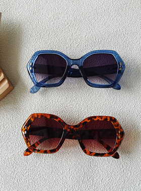 新款太阳镜欧美时尚不规则菱型墨