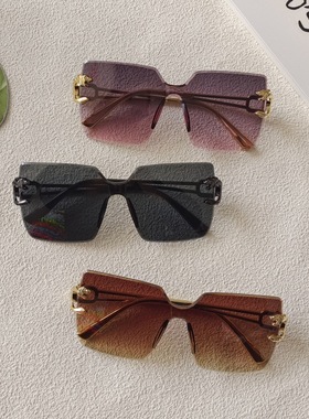 跨境欧美时尚无框太阳镜个性豹子