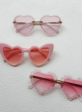 粉色系儿童时尚墨镜宝宝拍照个性