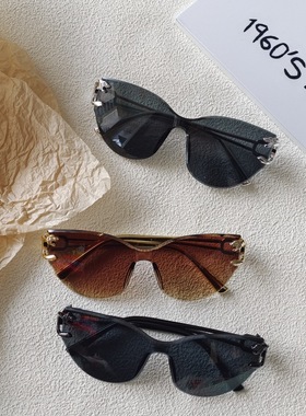 2025新款跨境无框猫眼墨镜欧美女