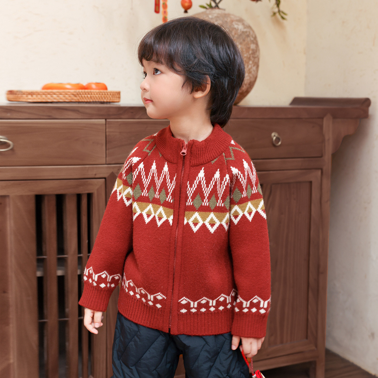 北欧风情~自留款儿童毛衣针织开衫男童女童新年红色衣服元旦衣服,淘宝优惠券,粉丝福利购,淘宝优惠卷