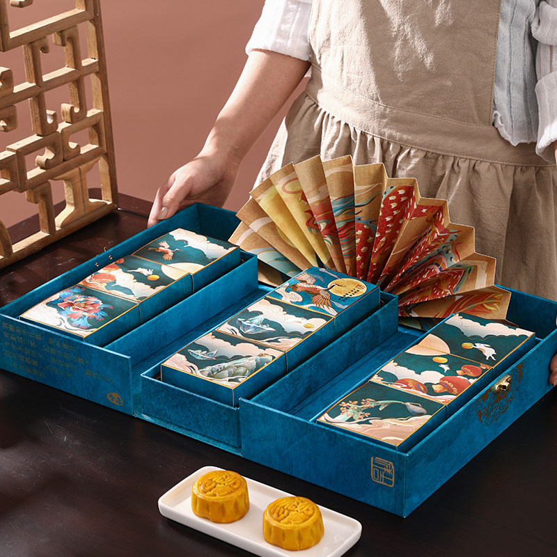 月饼包装盒中秋节礼盒高档国潮批发手提定制logo6粒8粒空盒礼品盒,淘宝优惠券,粉丝福利购,淘宝优惠卷