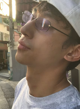 小张扬网红窄方形金属茶框紫色太阳眼镜男士潮牌个性拽酷遮阳墨镜