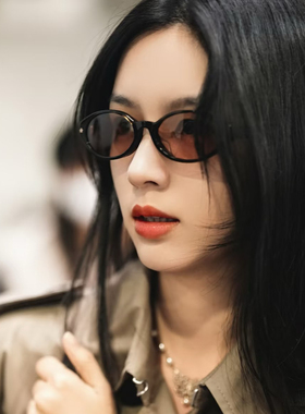街头千嬉复古五角星椭圆玳瑁茶墨镜小脸天菜猫眼太阳眼镜遮阳酷飒
