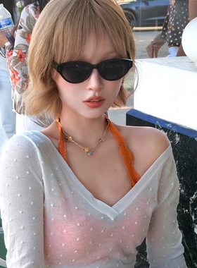 度假出游黑色百搭墨镜2026高级感ins复古猫眼方圆脸防晒太阳眼镜