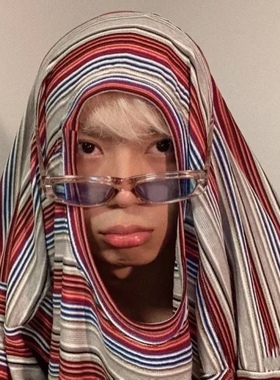 Hiphop个性嘻哈茶框蓝片小脸男士太阳镜拍照出片绿色墨镜潮显帅气