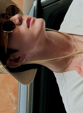 港风新潮2026金属椭圆形黑茶墨镜复古时髦高级感太阳眼镜防紫外线