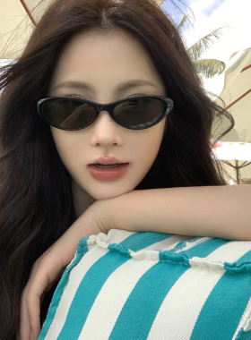 淡淡丁香紫复古小脸椭圆Y2K甜酷辣妹新浪潮墨镜防紫外线太阳眼镜