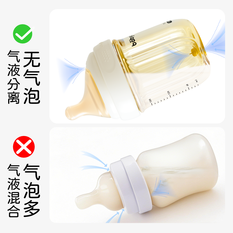 宝贝好萌亲喂系列新生儿PPSU防胀气奶瓶180ml宝宝奶瓶0-6个月奶嘴