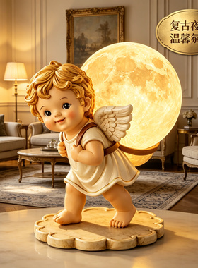 中古小天使拍拍灯卧室床头氛围夜灯儿童房间柔光创意装饰台灯摆件