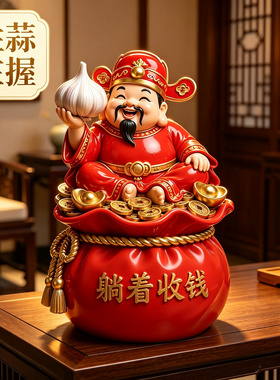 中式招财神爷收银台摆件开业送礼