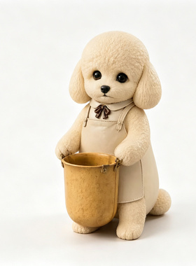 复古风美式贵宾犬厨房筷子餐具收纳盒美式笔筒大容量软装饰品摆件