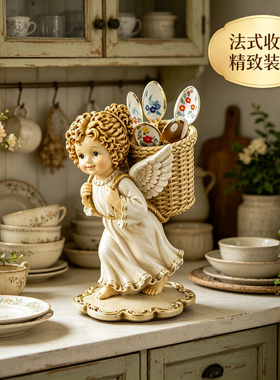 复古法式小天使客厅厨房筷子餐具收纳盒美式笔筒大容量整理盒摆件