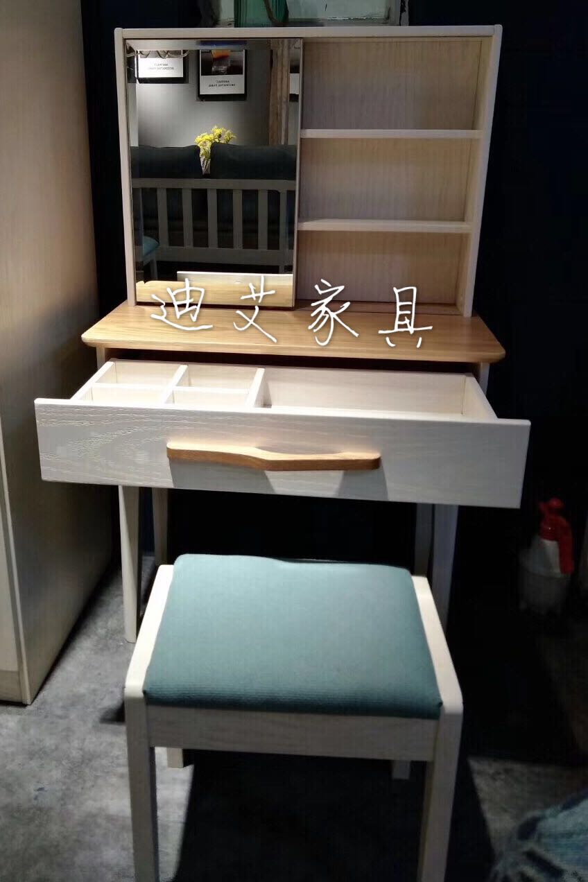 纯实木化妆桌800mm橡木北欧梳妆台现代简约小户型卧室化妆台长0.8