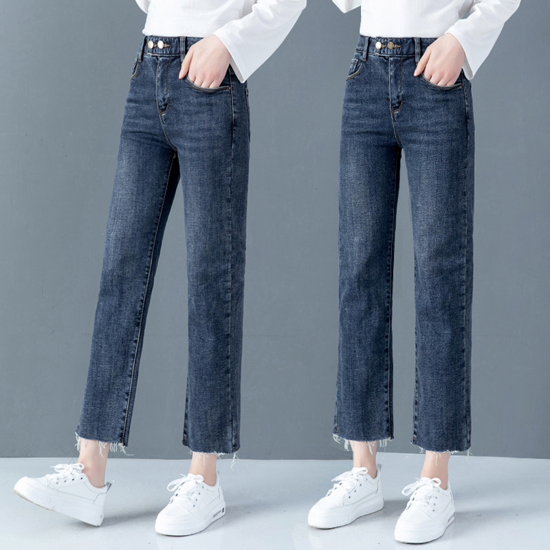 直筒宽松九分裤高腰小个子牛仔裤 dflv牛仔裤
