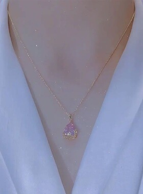 水晶水滴吊坠项链女冷淡
