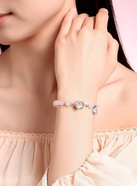 原创桃之喵喵纯银玉髓手链