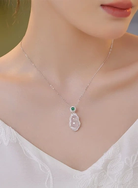 新中式福禄如意项链女925纯银复古文艺风玉髓吊坠中国风葫芦项饰