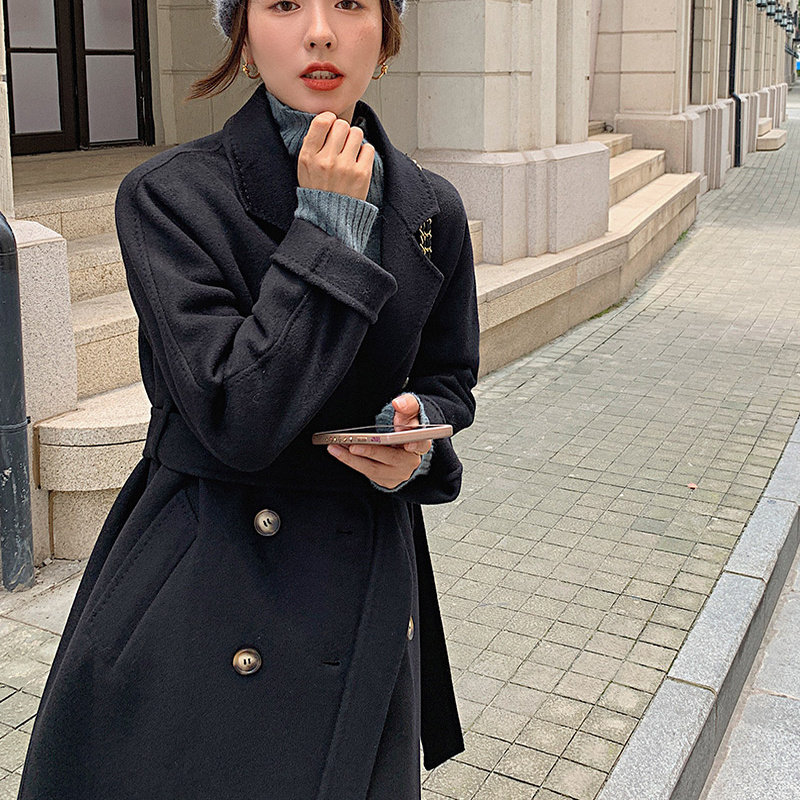 101801唐晶同款秋冬加厚双面羊毛大衣女中长款过膝系带毛呢子外套,淘宝优惠券,粉丝福利购,淘宝优惠卷