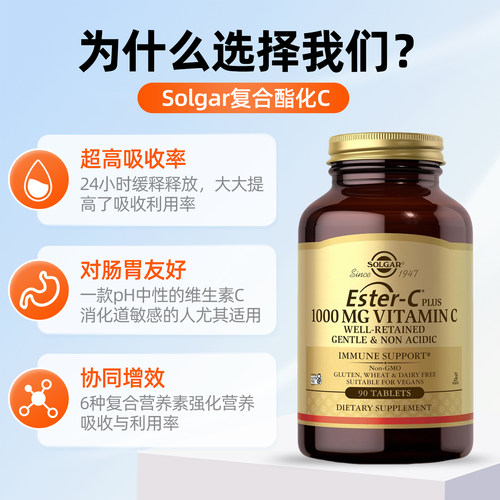 solgar进口缓释酯化天然VC片脂质体维生素C1000mg成人提高抵抗力 - 图2