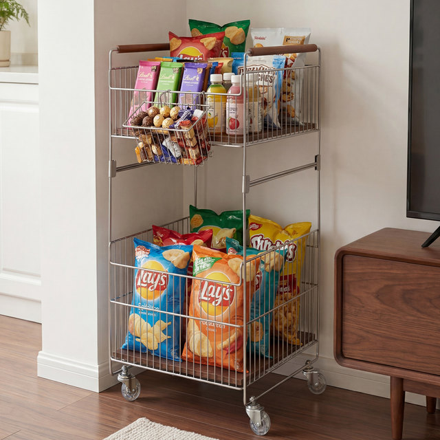 Movable multi-layer snack storage rack