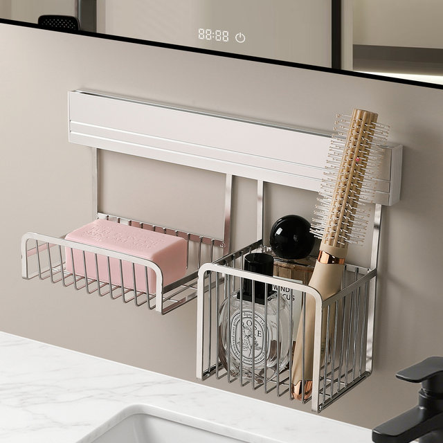 Wall mounted stainless steel soap dish storage rack