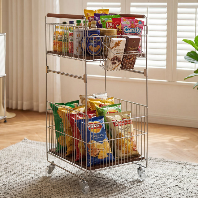 Movable multi-layer snack storage rack