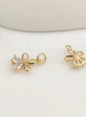 新款18K包金花骨朵吊坠diy饰品配件保色精致挂坠铜镀厚真金项链坠