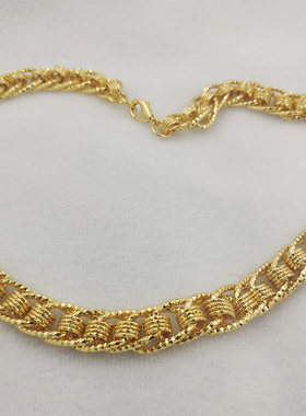 现货18K包金粗项链车轮挂链铜镀厚真金50厘米男士项链保色成品链