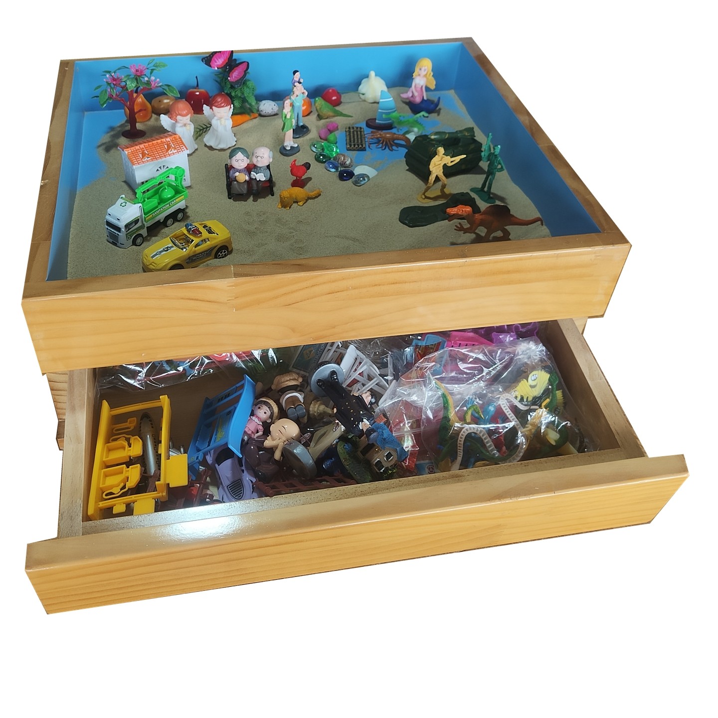 心理小沙盘单层便携抽屉双层幼儿童玩具摆件家庭亲子游戏沙具套装,淘宝优惠券,粉丝福利购,淘宝优惠卷