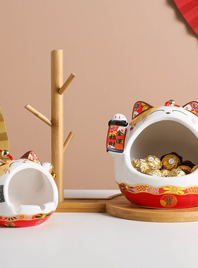 招财猫乔迁结婚礼物钥匙收纳摆件