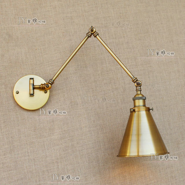 American creative antique style long pole telescopic folding wall lamp