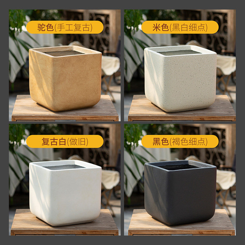 北欧风圆角方形镁泥花盆水泥花盆客厅白色绿植盆栽百合竹龟背竹大,淘宝优惠券,粉丝福利购,淘宝优惠卷