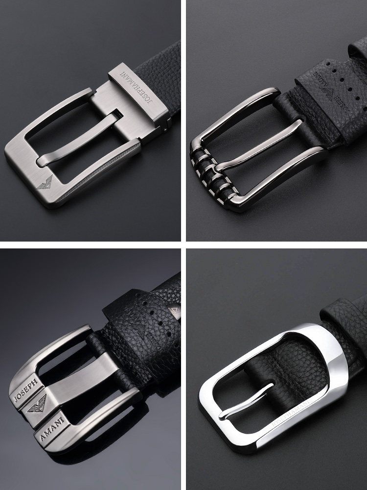 卓梵阿玛尼潮针扣男士真皮中年裤带 向上品箱包腰带/皮带/腰链