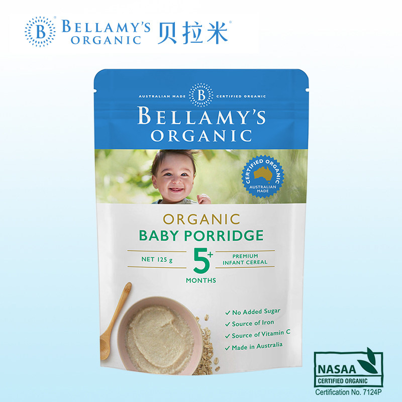 贝拉米有机燕麦高铁米糊125g 5+米粉 贝拉米海外米粉/米糊/汤粥