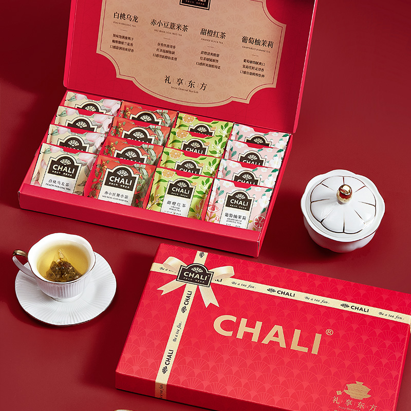 【好茶献礼】CHALI 礼享东方蜜桃乌龙葡萄柚茉莉水果茶包茶叶礼盒