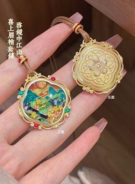 喜上眉梢纯银吊坠项链送女友礼物