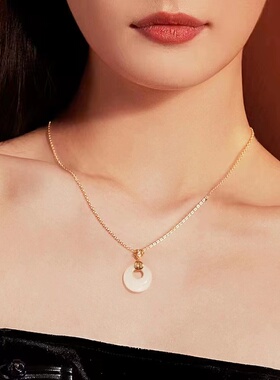 福运平安扣项链女纯银锁骨链