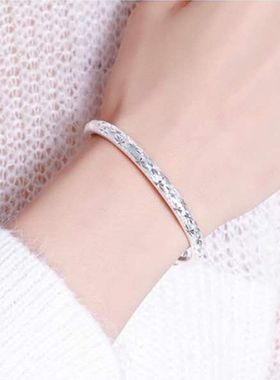 满天星纯银手镯女足银镯子送女友