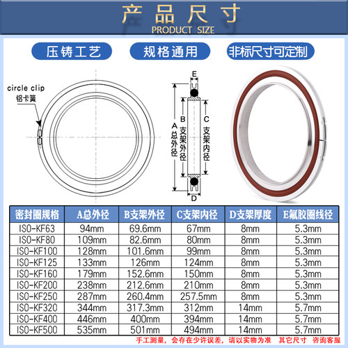 真空不锈钢中心支架密封圈 ISO法兰密封高温氟胶KF外圈 ISO63-250 - 图1