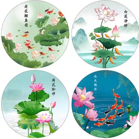 荷花墙贴画卫生间厕所莲花图贴纸鲤鱼净秽装饰画卫生间荷花图贴画